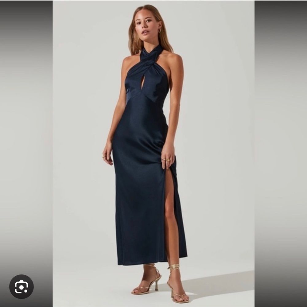 ASTR the Label Satin Halter Maxi Dress